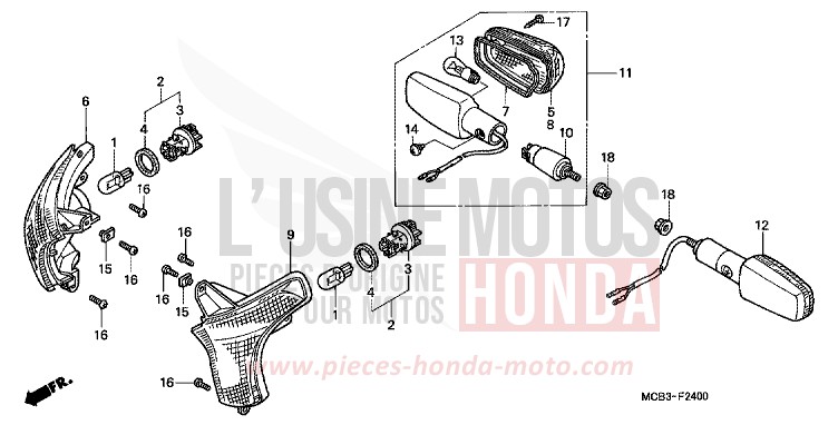 WINKER for Transalp 650 CYNOS GRAY METALLIC (NH400) from 2001